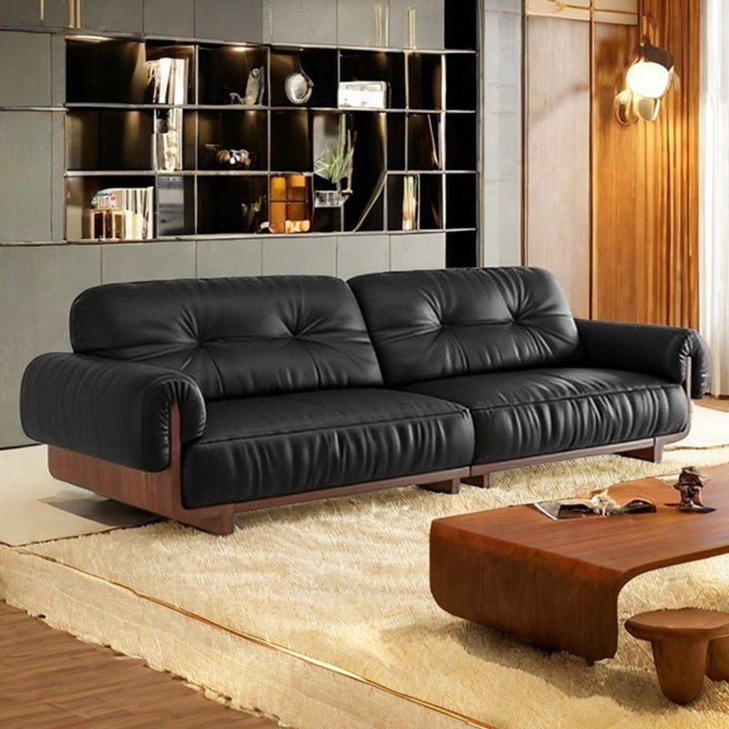 Mid century modern small sized straight row sofa 32.28 H x 98.42 W x 35.82 D